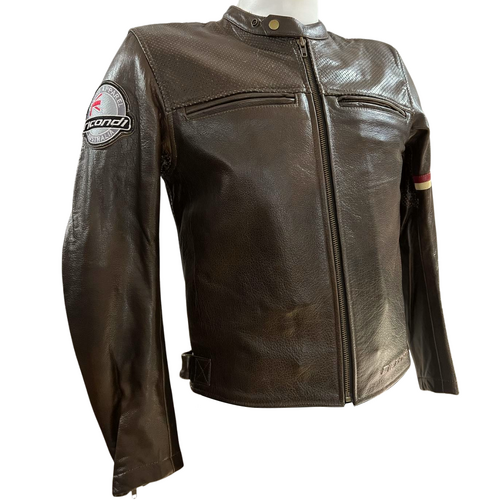 RICONDI THE BRUXNER PERFORATED LEATHER JACKET BROWN S (50)