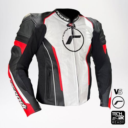 RICONDI RACING SERIES V5 JACKET WHITE BLACK FLURO RED S (50)